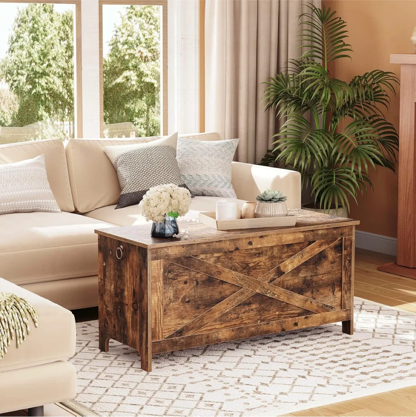 Rustic Brown Wooden Storage Trunk image indicator(5)