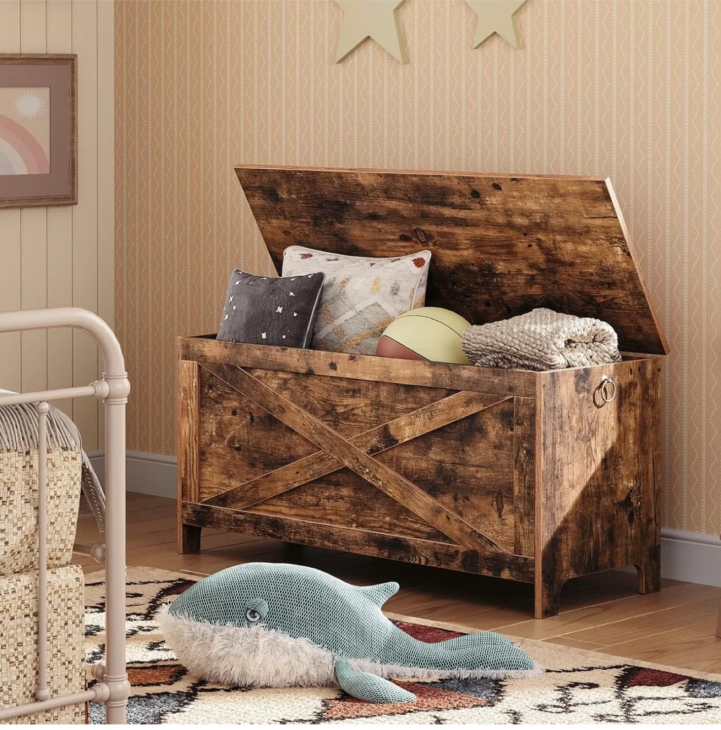 Rustic Brown Wooden Storage Trunk image indicator(4)