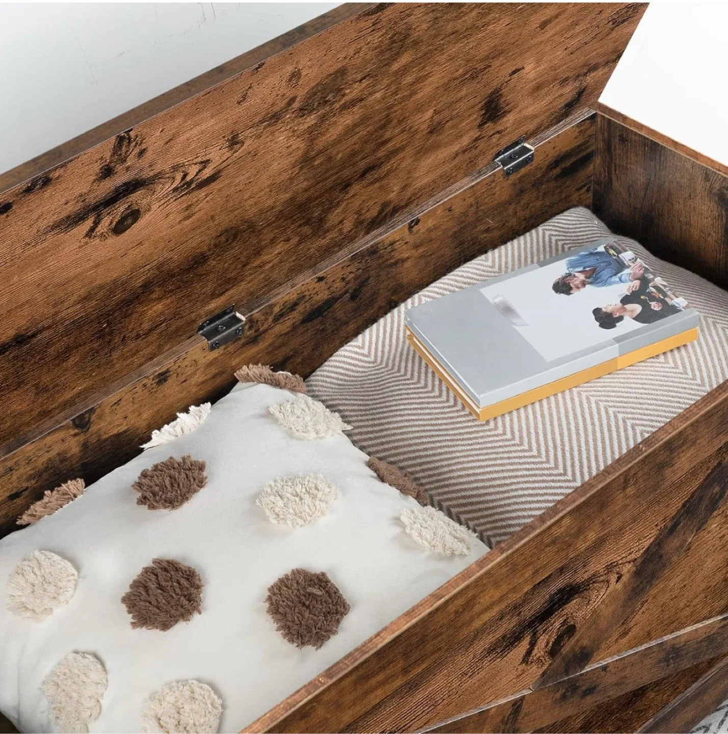 Rustic Brown Wooden Storage Trunk image indicator(9)