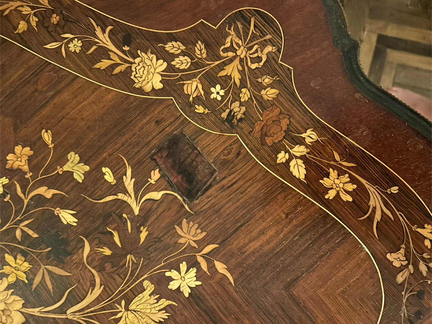 Vintage Floral Inlay Accent Table - photo 5