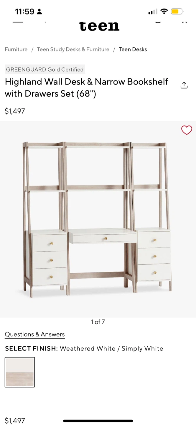 Pottery Barn Teen Highland Wall Desk & Bookshelf Set v