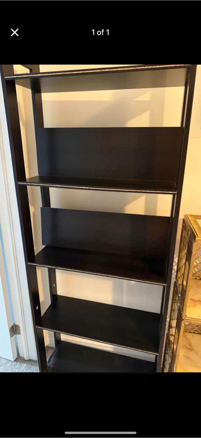 Dark Brown Bookshelf - 5 Shelves