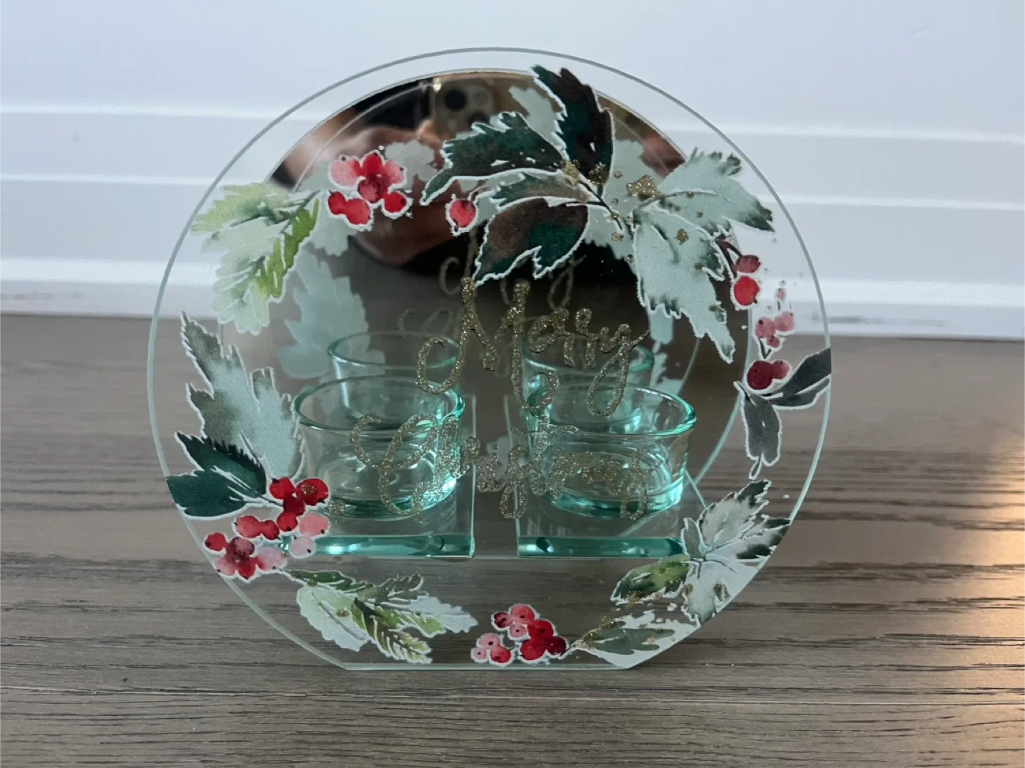 Holiday Stuff Berries Glass Tealight Holder thumbnail