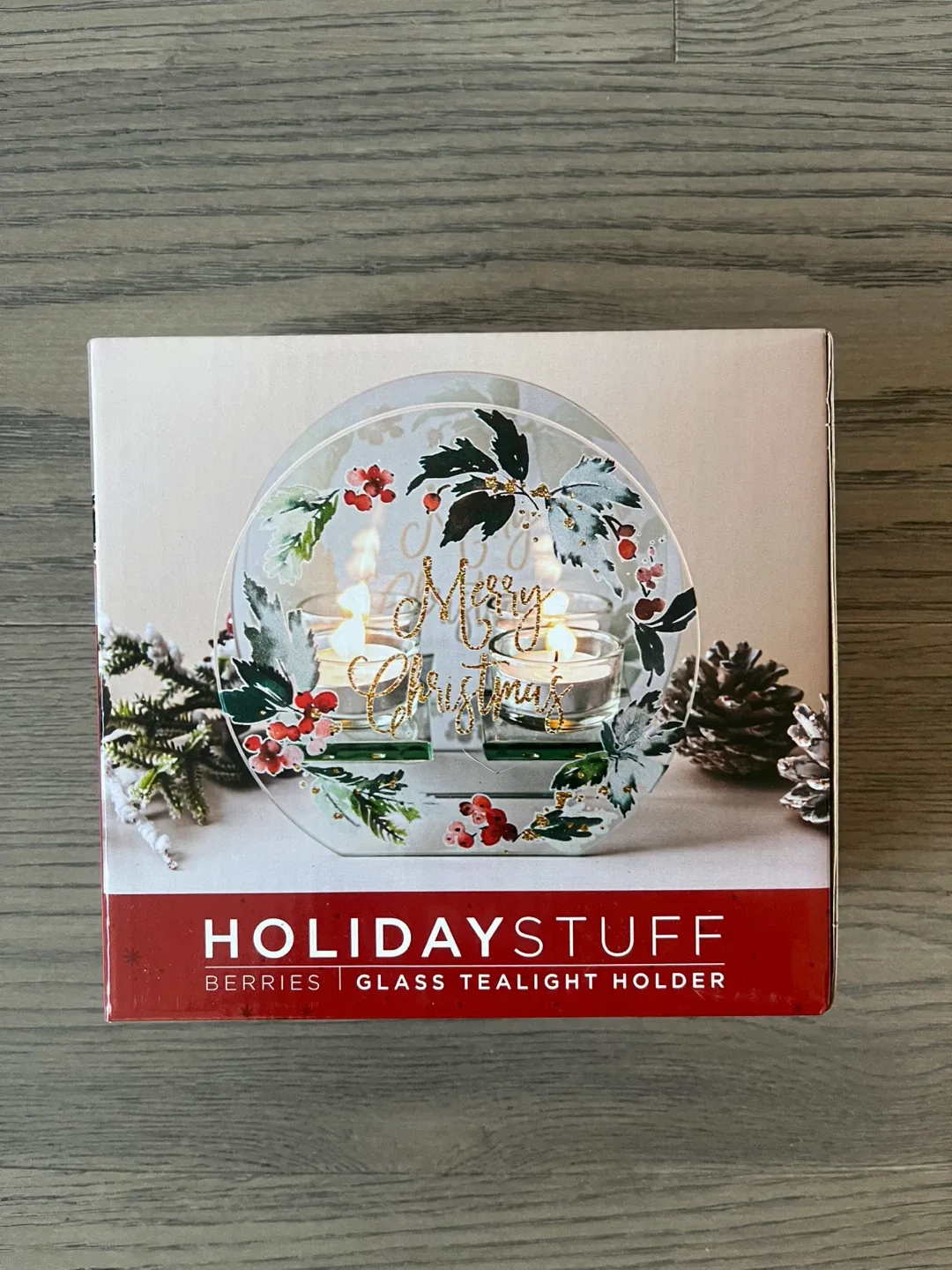 Holiday Stuff Berries Glass Tealight Holder image indicator(2)