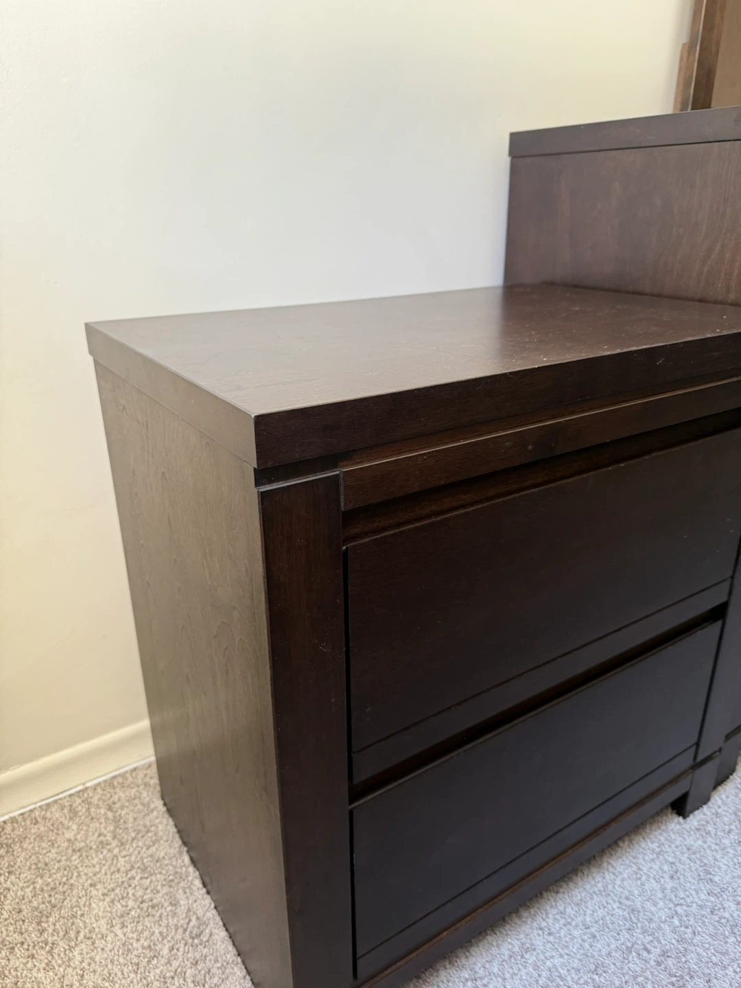 Dark Wood Dresser with Mirror & Nightstand - photo 2