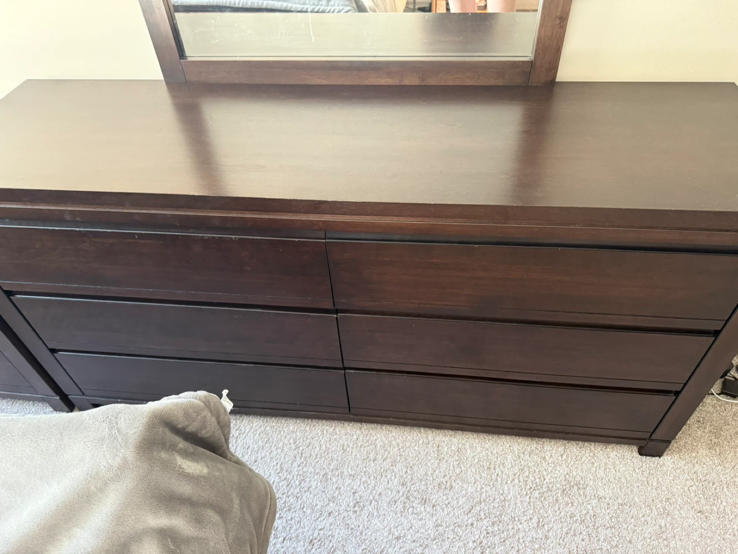 Dark Wood Dresser with Mirror & Nightstand - photo 3