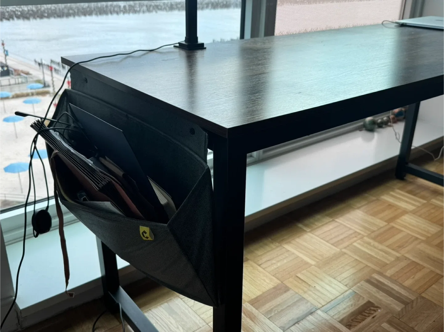 70” long study desk! With side pocket and hook image indicator(3)