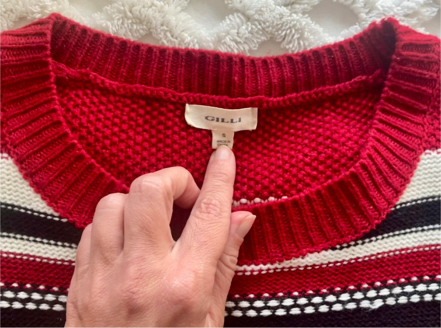 Gilli Striped Knit Sweater with Fringe Details image indicator(4)