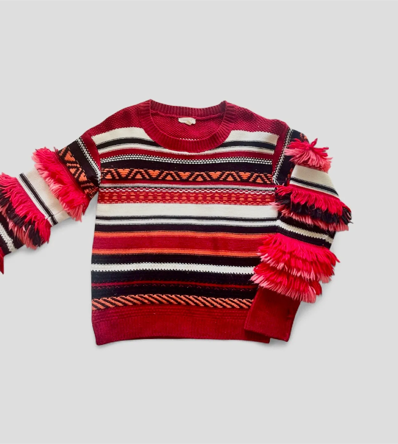 Gilli Striped Knit Sweater with Fringe Details image indicator(9)