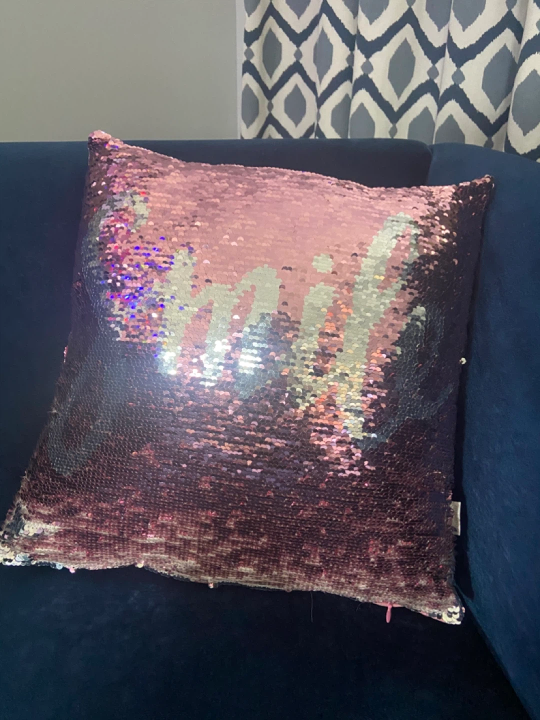 Bouclair Flip Sequin Pillow - Pink & Silver -Smile - photo 2