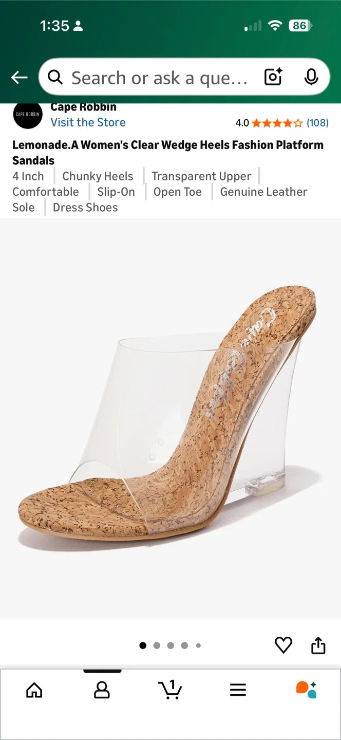 Cape Robbin Clear Wedge Heels - Size 4