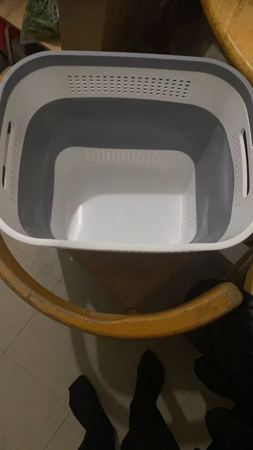 Collapsible Laundry Basket - White & Grey