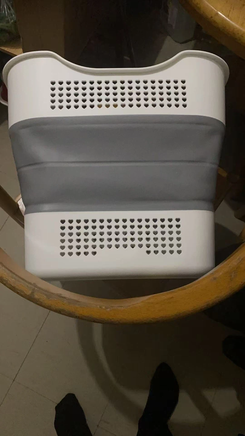 Collapsible Laundry Basket - White & Grey - photo 2