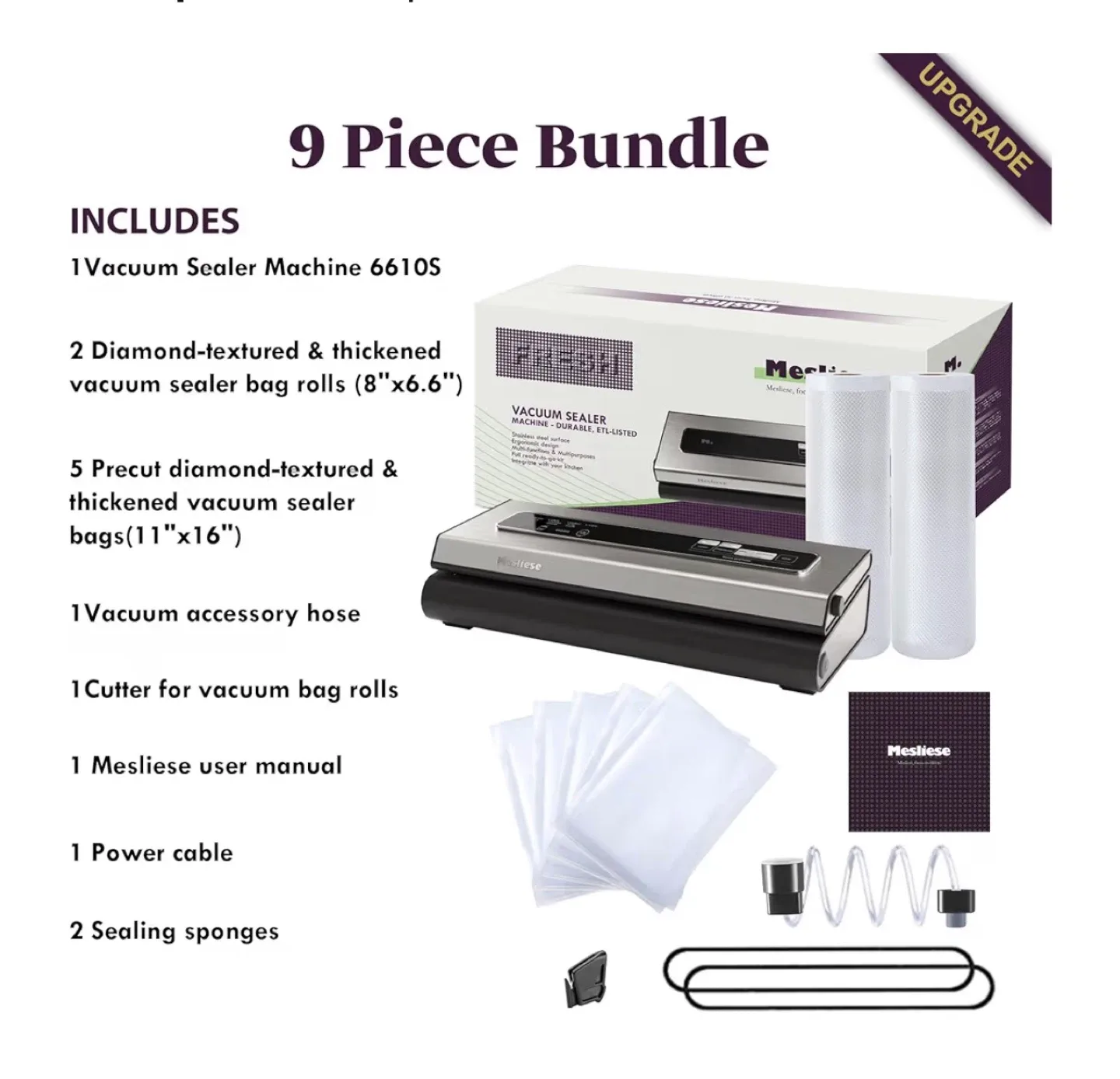 Mesliese Vacuum Sealer 9 Piece Bundle image indicator(4)