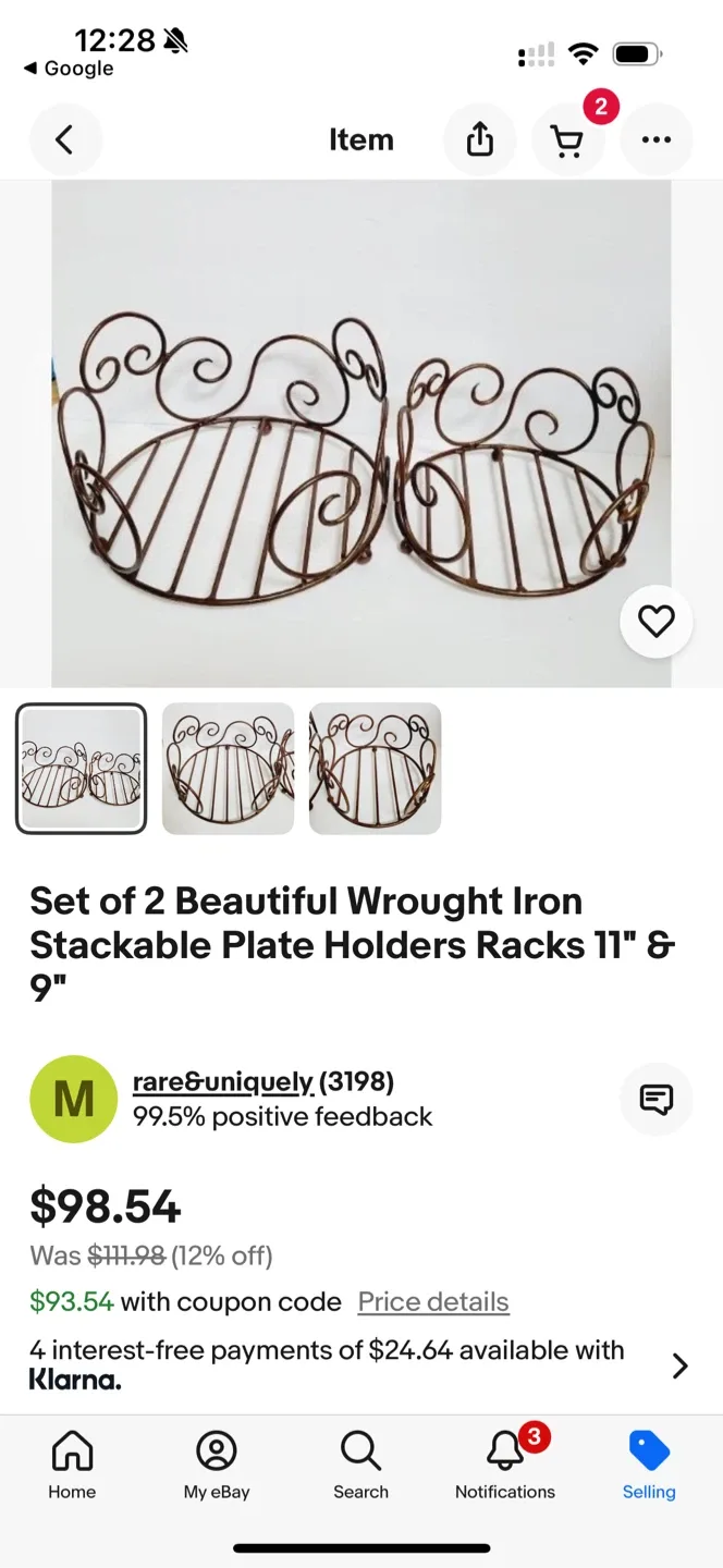 Wrought Iron Stackable Plate Holders Racks 11" & 9" image indicator(3)