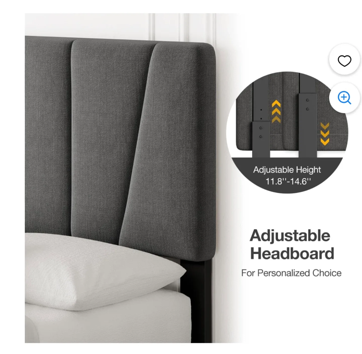 Queen platform Bed Frame with Headboard Adjustable image indicator(4)