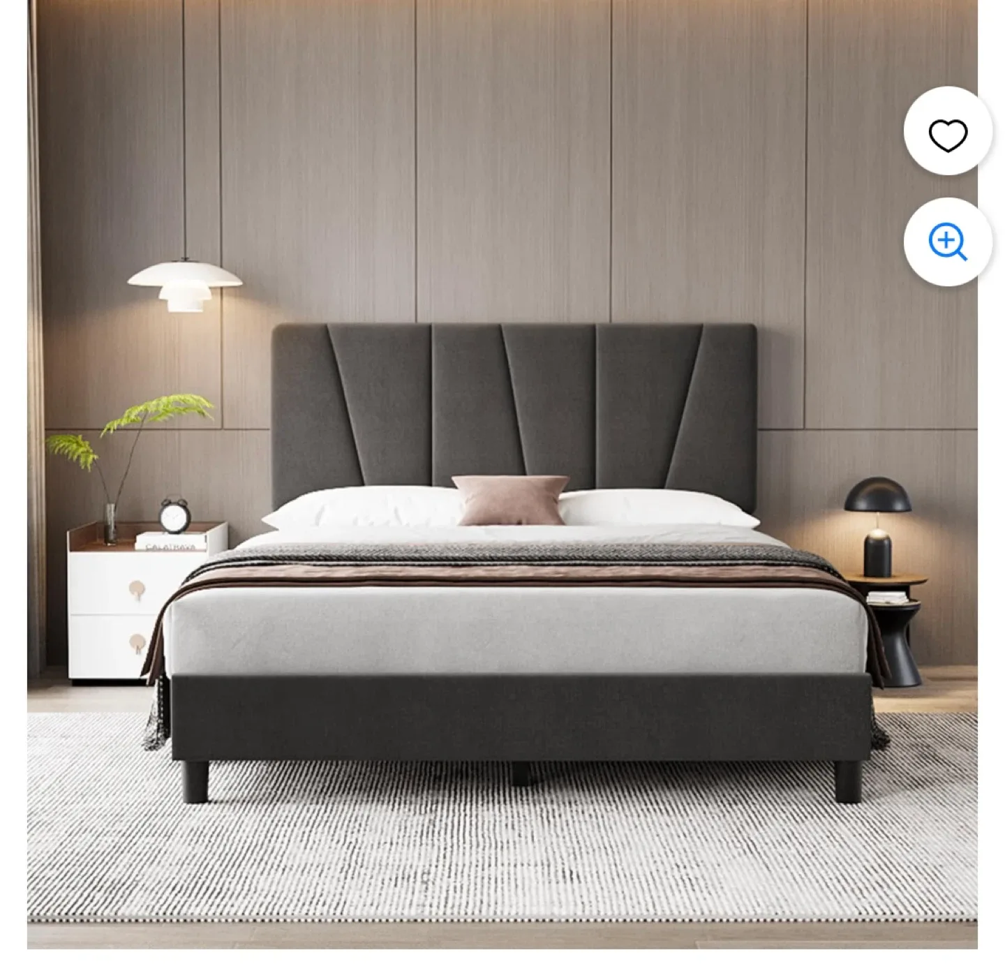 Queen platform Bed Frame with Headboard Adjustable image indicator(6)