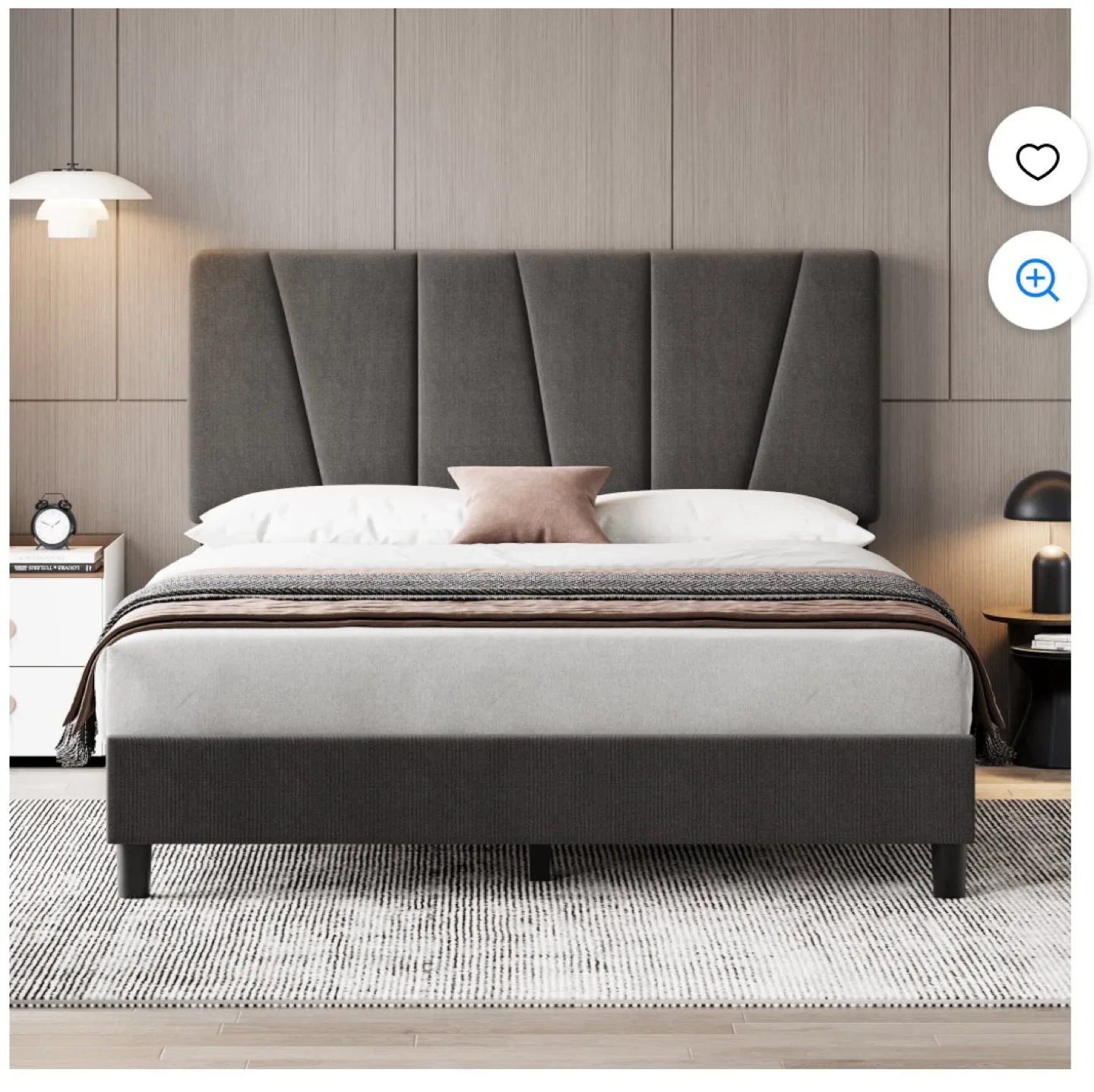 Queen platform Bed Frame with Headboard Adjustable image indicator(2)