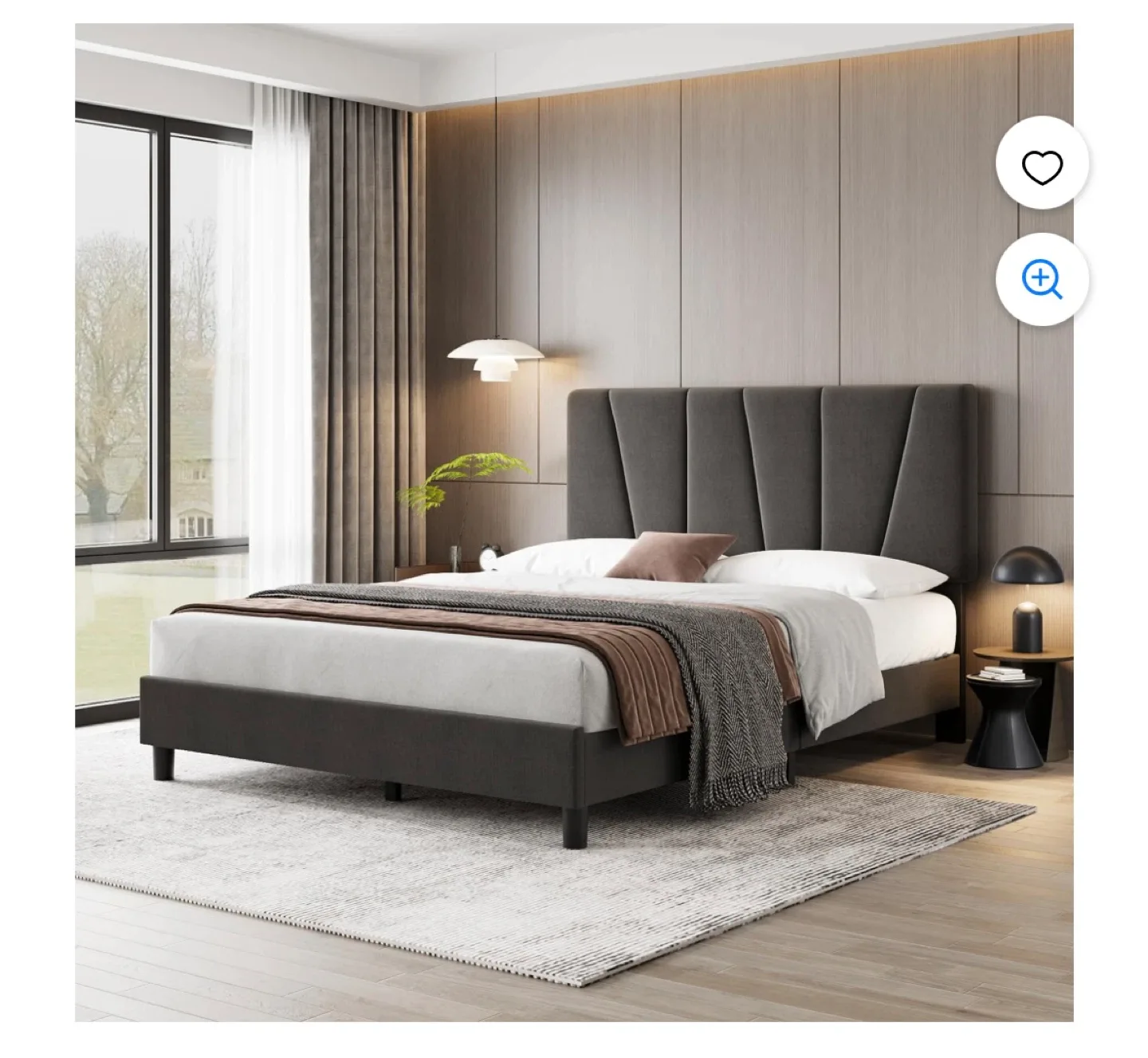 Queen platform Bed Frame with Headboard Adjustable image indicator(8)