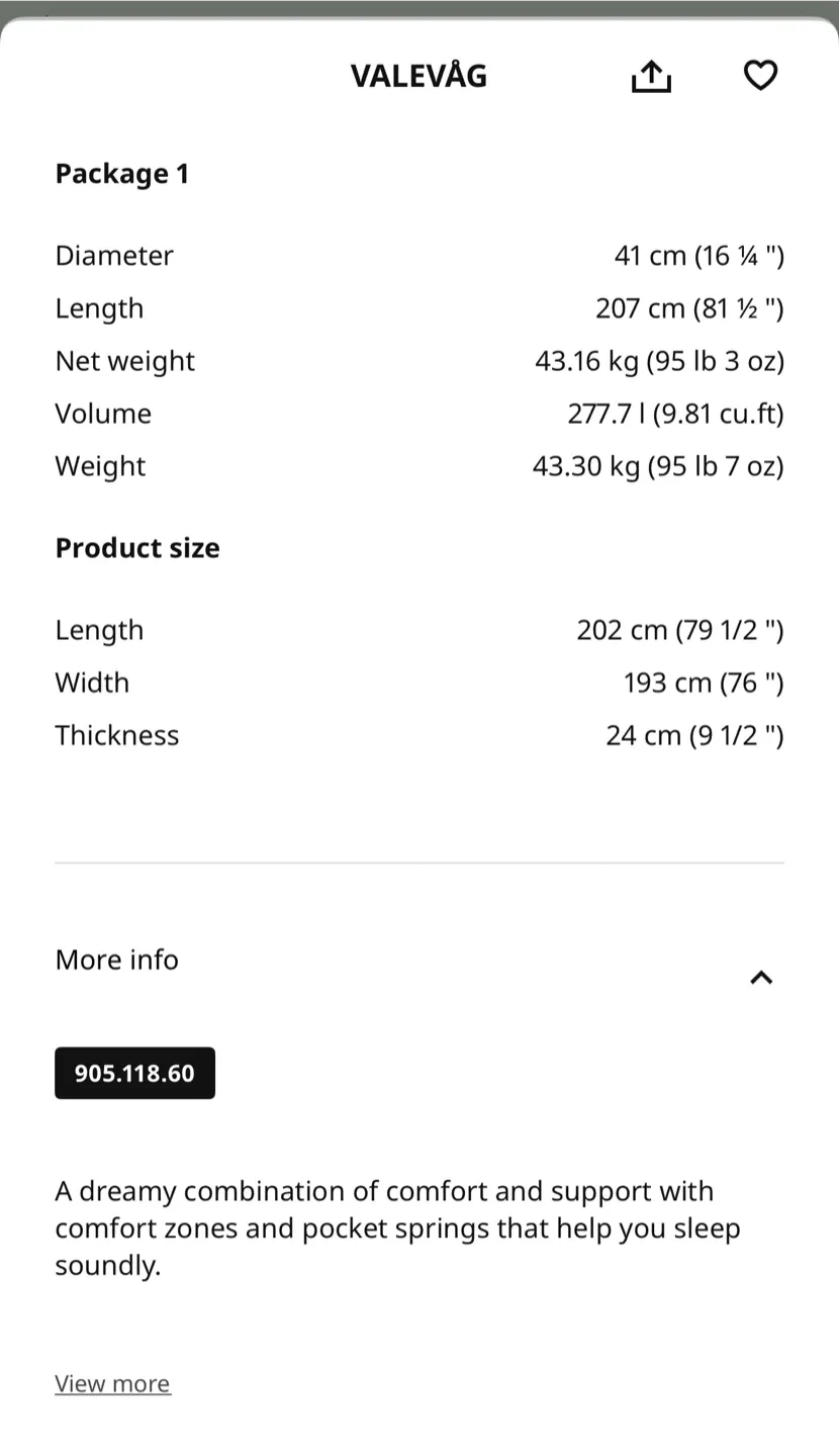 IKEA VALEVÅG Mattress  king size image indicator(3)