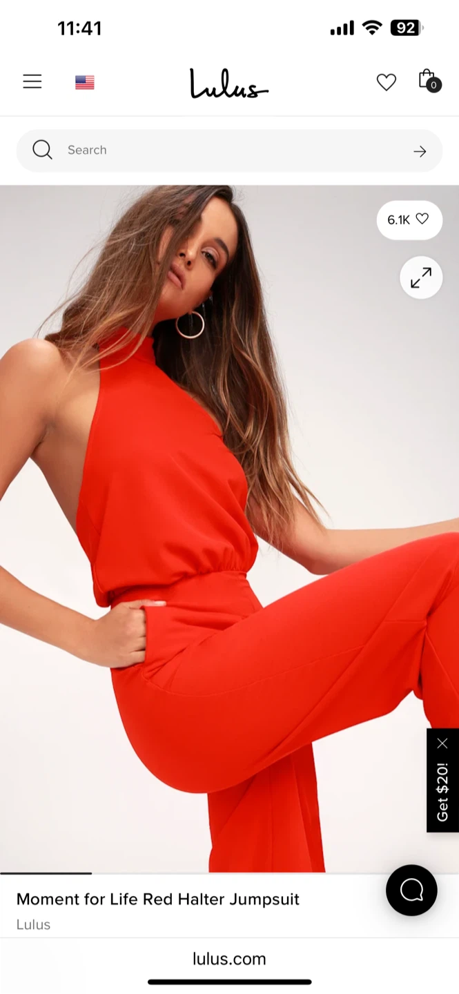Lulus Red Halter Jumpsuit - Size S
