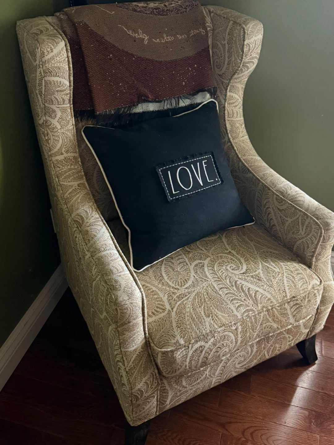 Patterned Wingback Armchair pair - photo 2