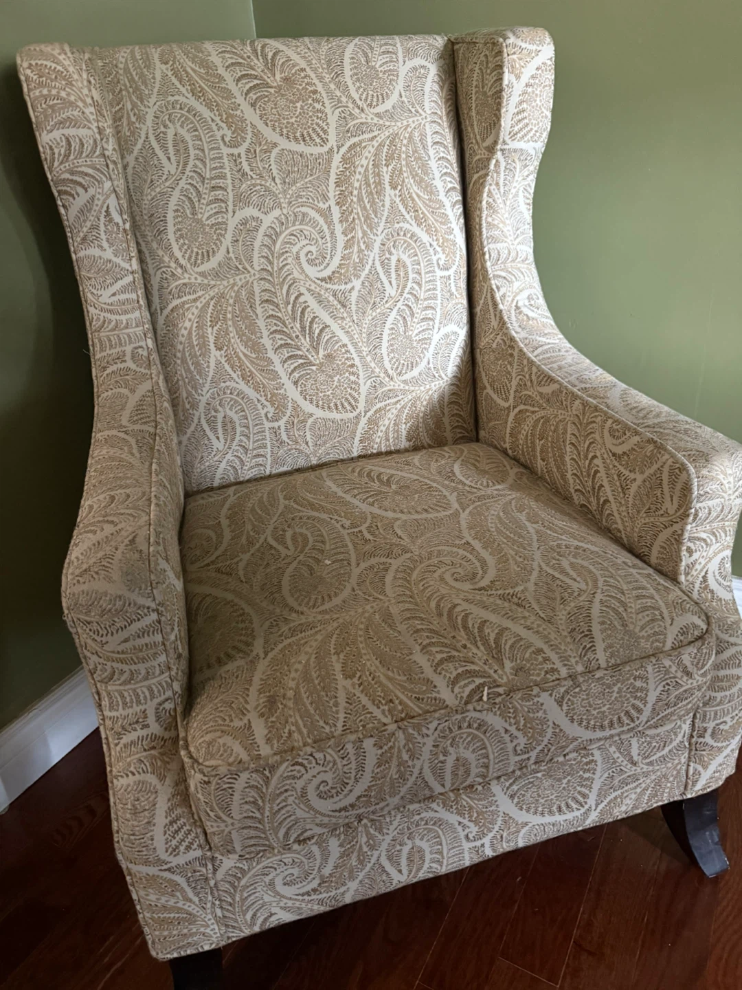 Patterned Wingback Armchair pair