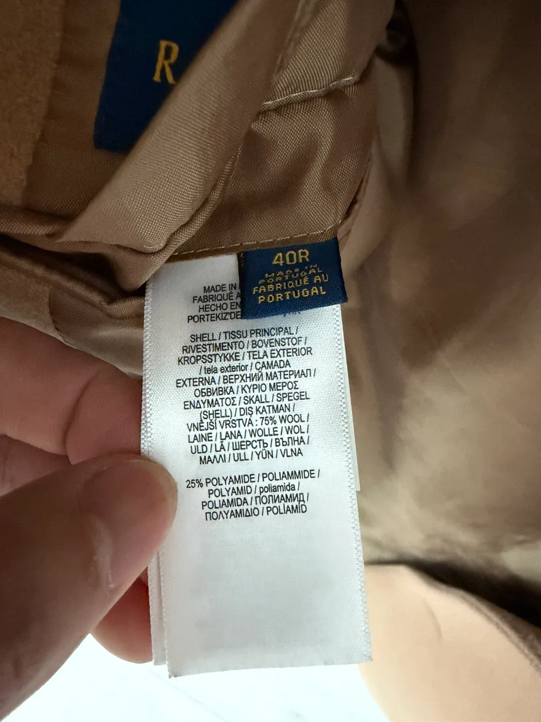 Polo Ralph Lauren Camel Wool Coat - Size 40R image indicator(6)