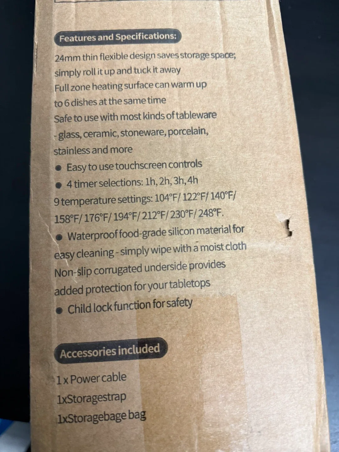 HOMEASY Food Warming Mat - Brown image indicator(6)