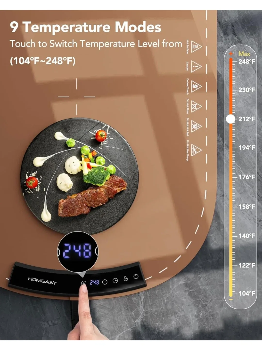 HOMEASY Food Warming Mat - Brown image indicator(9)