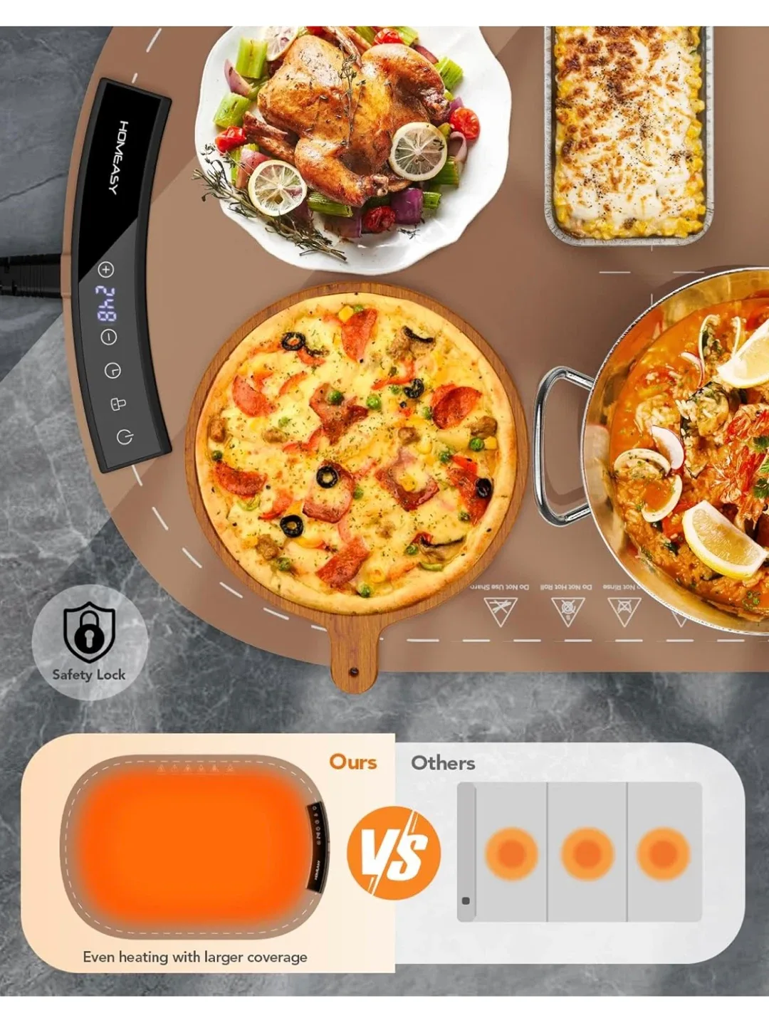 HOMEASY Food Warming Mat - Brown image indicator(10)