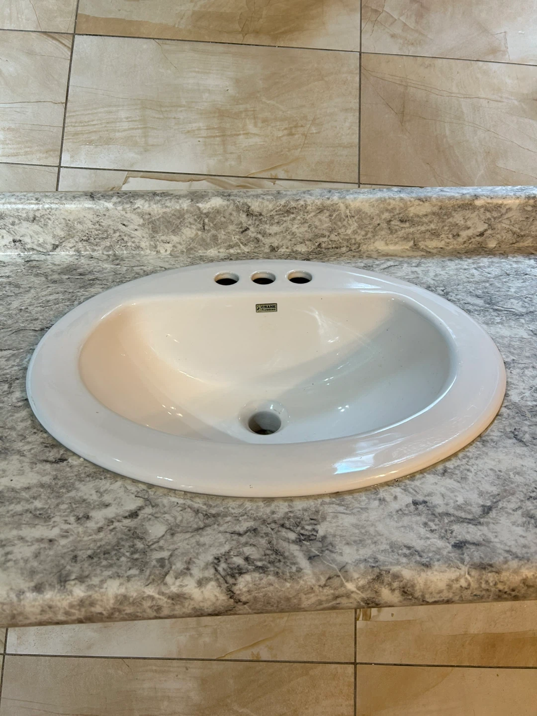 Crane White Oval Bathroom Sink with wood Counter - photo 2