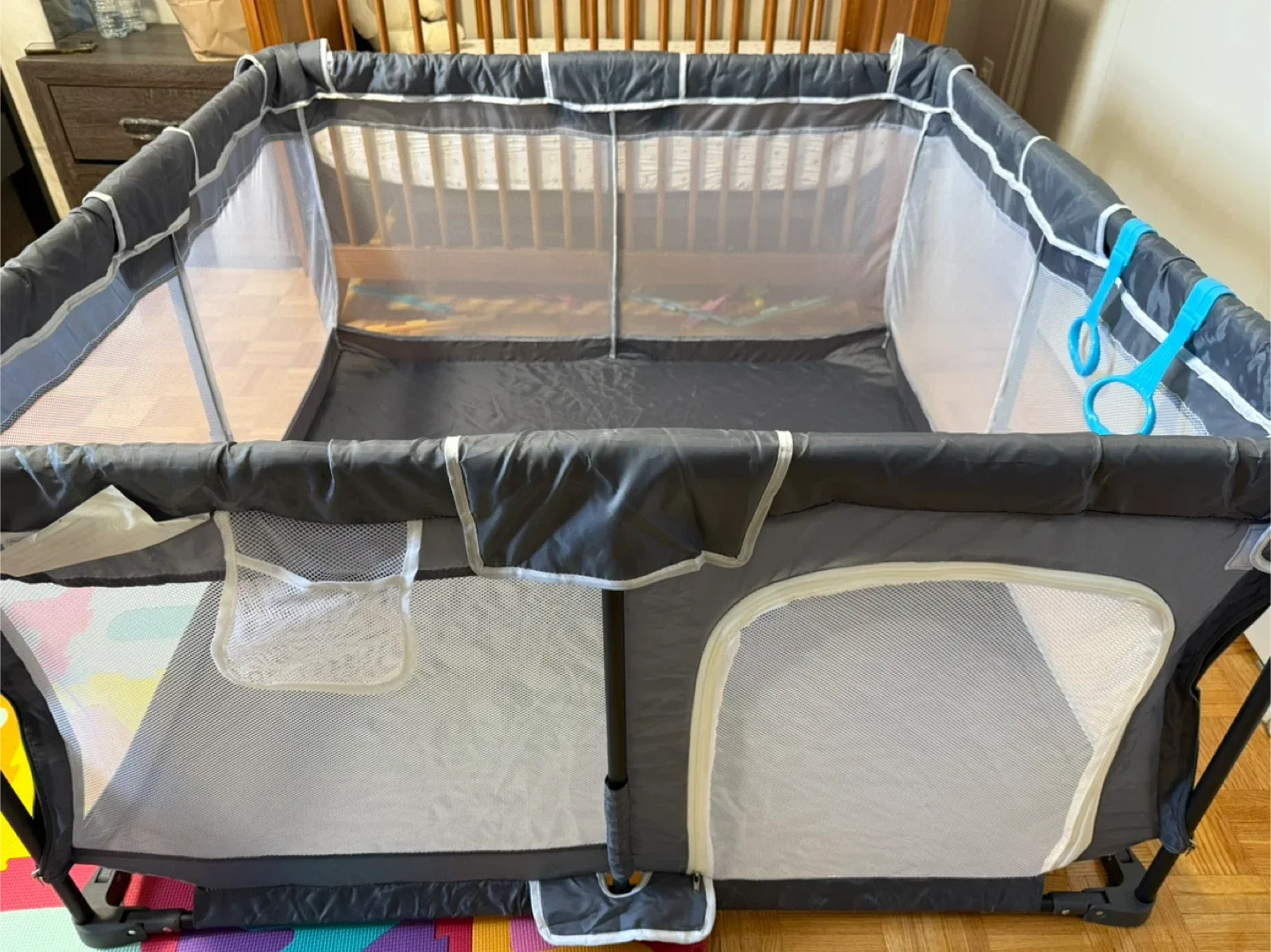 Gymax Large Baby Playpen w/ Mat image indicator(4)
