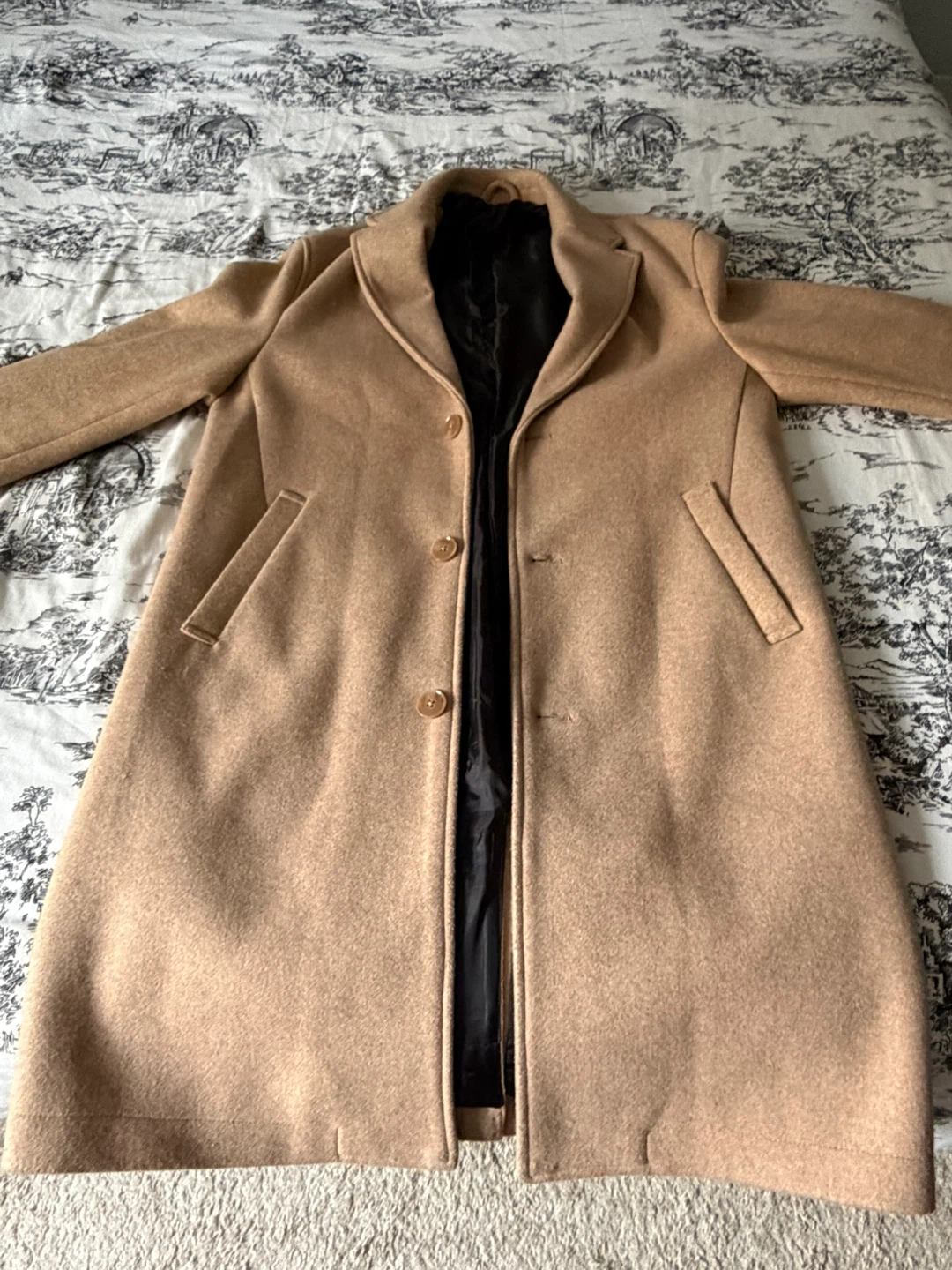 Bershka Beige Wool Coat - Size M
