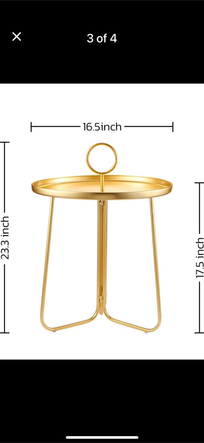Gold Round Accent Table - 16.5" Diameter - photo 3