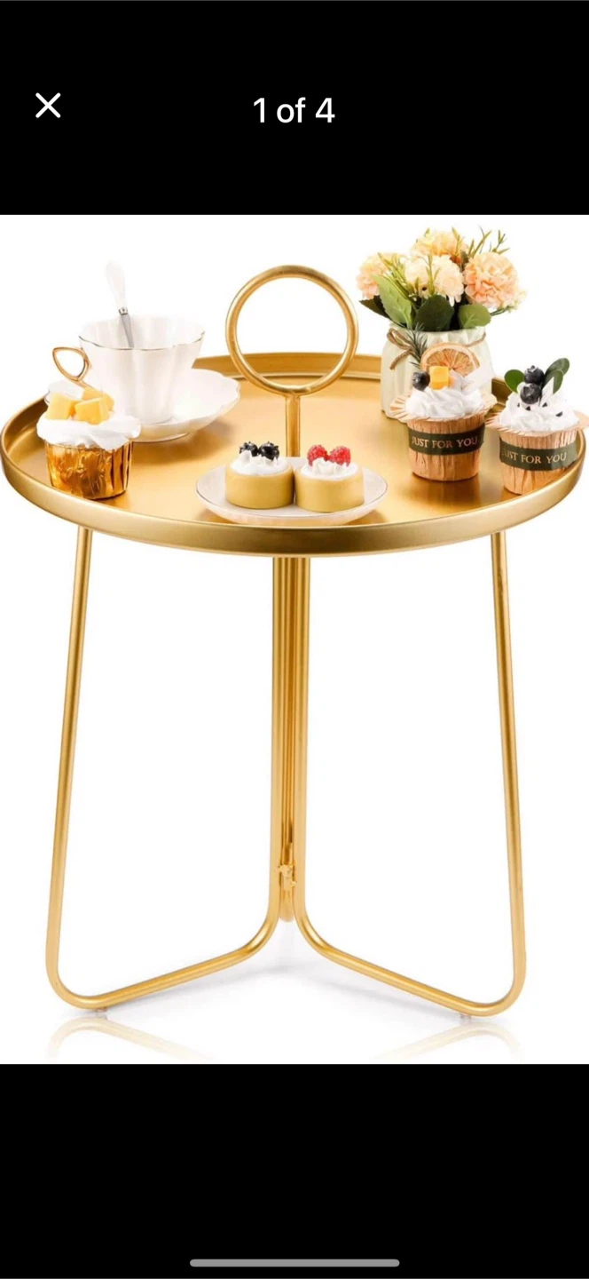 Gold Round Accent Table - 16.5" Diameter