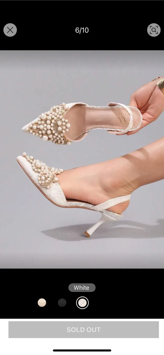 White Pearl Embellished Heels image indicator(5)