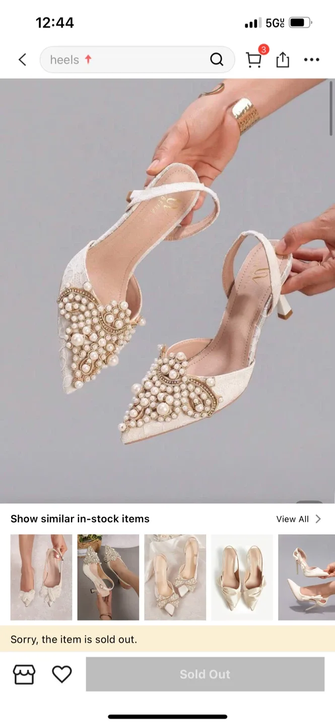 White Pearl Embellished Heels image indicator(2)