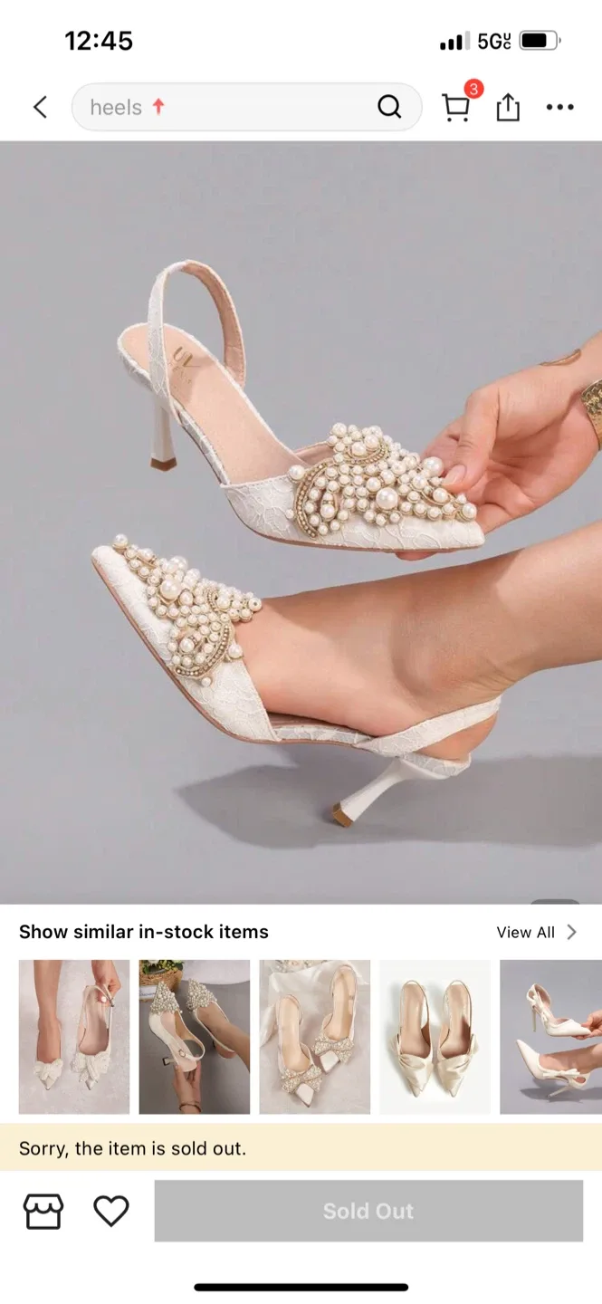 White Pearl Embellished Heels image indicator(7)