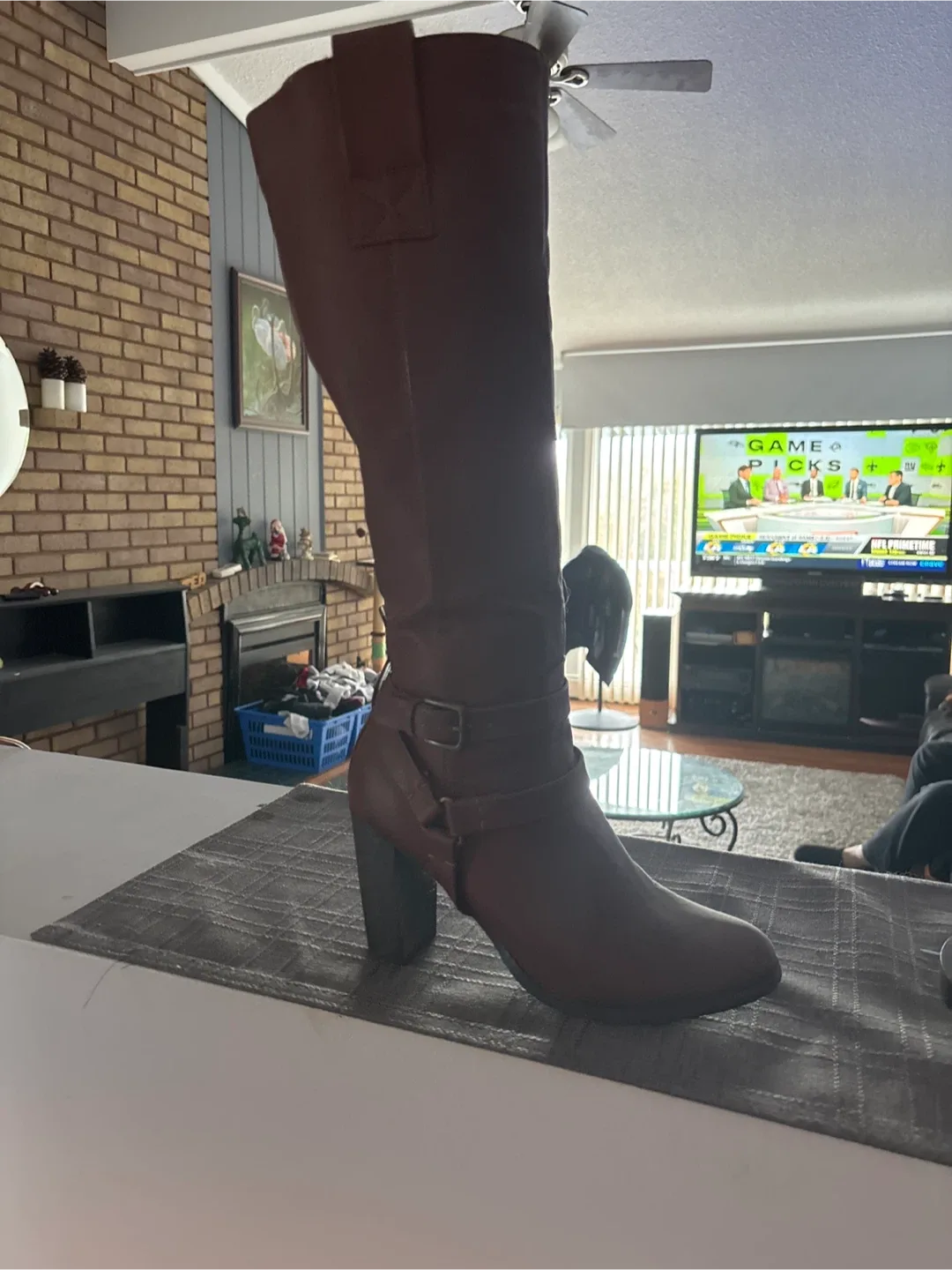 Brown Heeled Knee-High Boot