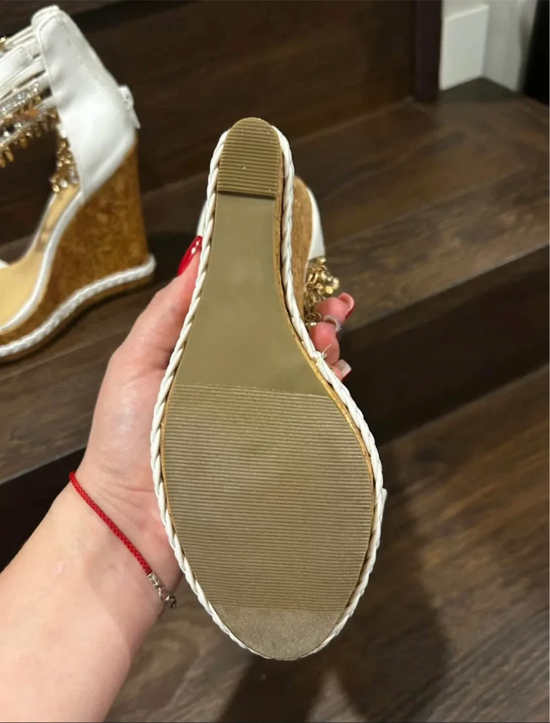 Pomeline White Wedge Sandals - Size 6.5 image indicator(3)