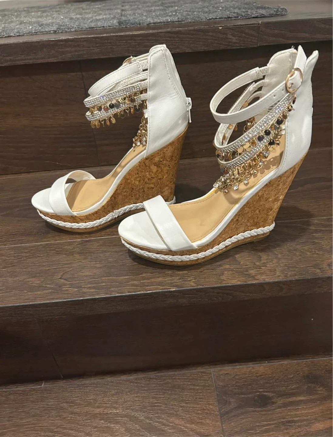 Pomeline White Wedge Sandals - Size 6.5 - photo 2