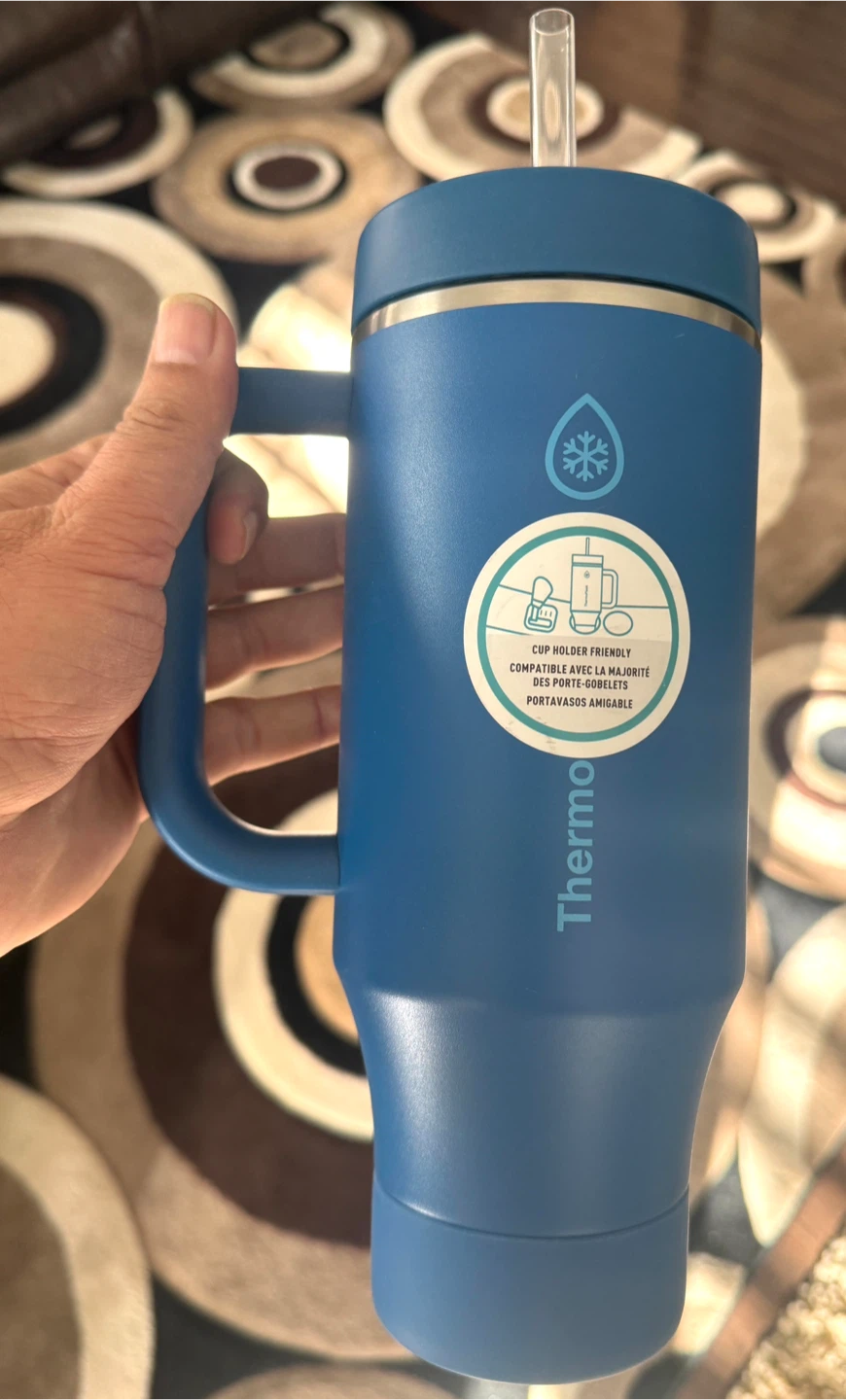 ThermoFlask Blue Insulated Tumbler with Straw - photo 2