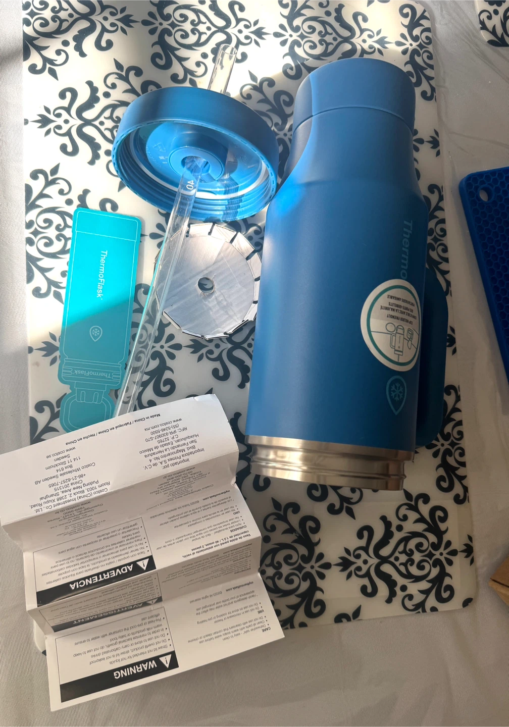 ThermoFlask Blue Insulated Tumbler with Straw - photo 4
