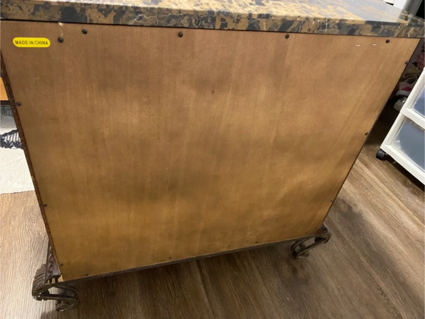 Ornate Wood Nightstand with Marble Top image indicator(8)