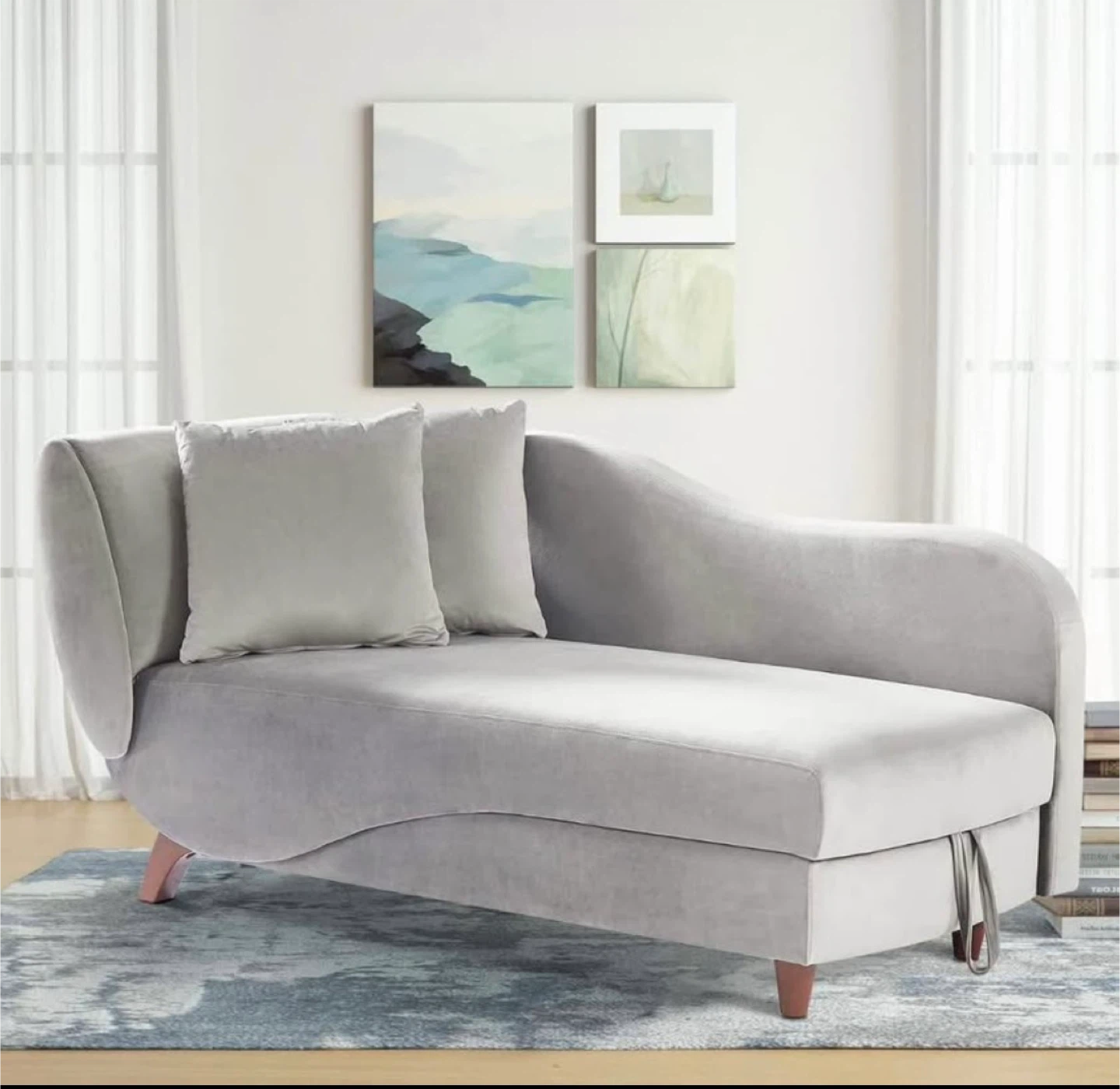 Storage Chaise Lounge Recliner with Adjustable Armrest
