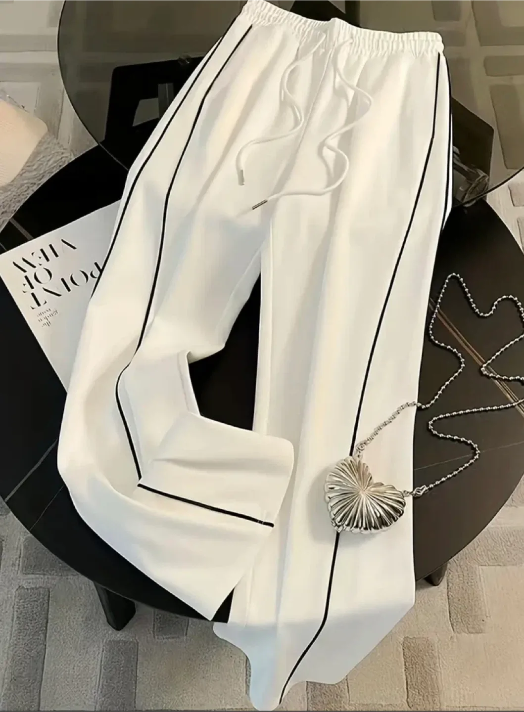 White Tracksuit with Black Stripes image indicator(4)