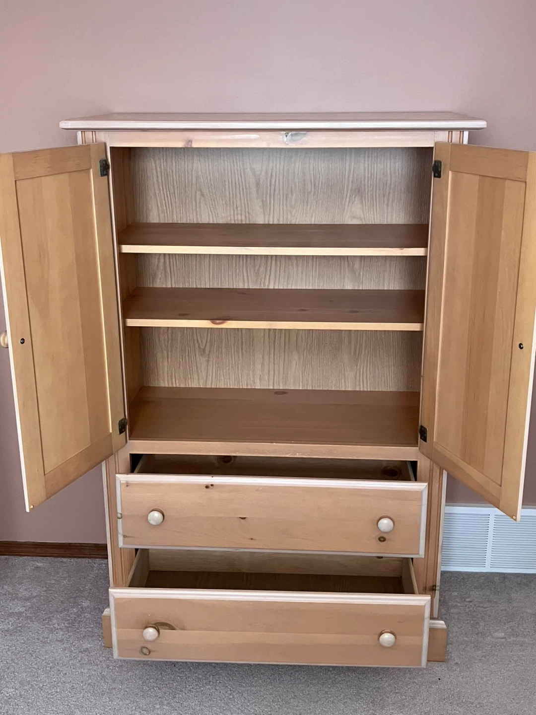 Solid Pine Armoire with Drawers - photo 2