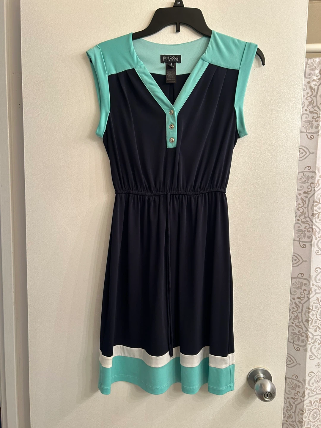 Enfocus Studio Dress Size 4 - Navy & Mint