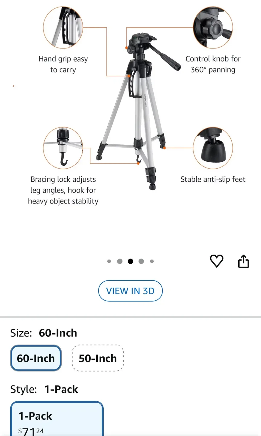 amazon 60-Inch Lightweight Tripod with Bag image indicator(2)